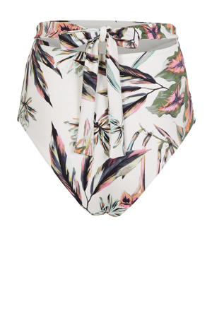 gebloemd high waist bikinibroekje Global wit/groen