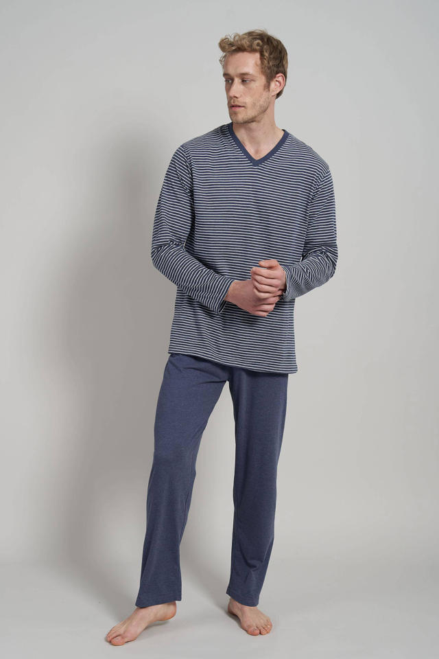 Wijde selectie gevogelte Voorgevoel Ceceba +size pyjama met strepen blauw | wehkamp