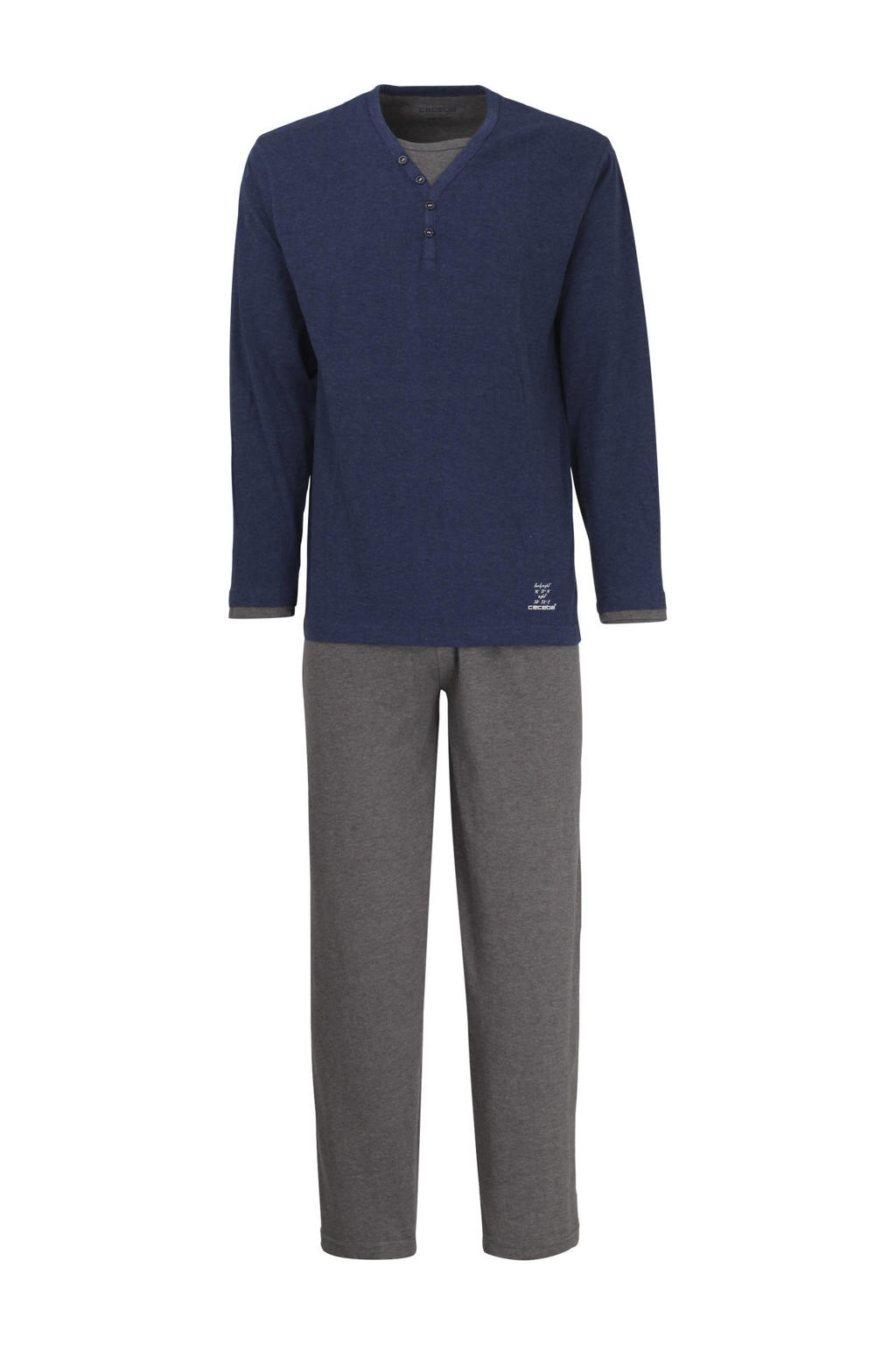 Ceceba +size pyjama donkerblauw/grijs