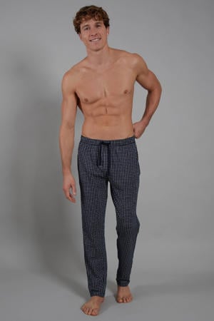 +size geruite pyjamabroek donkerblauw