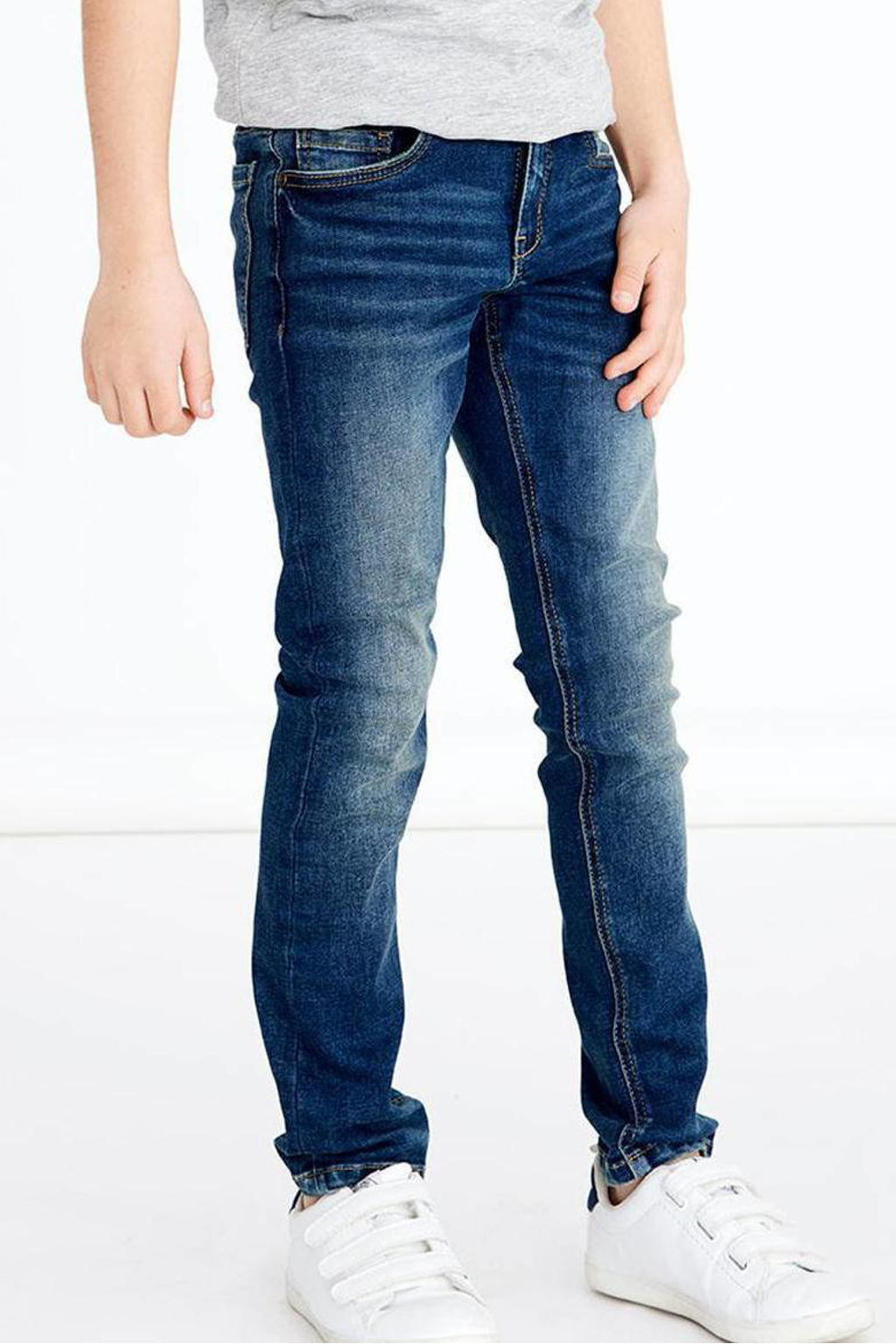 Donkerblauwe jongens NAME IT KIDS slim fit jeans van stretchdenim met regular waist