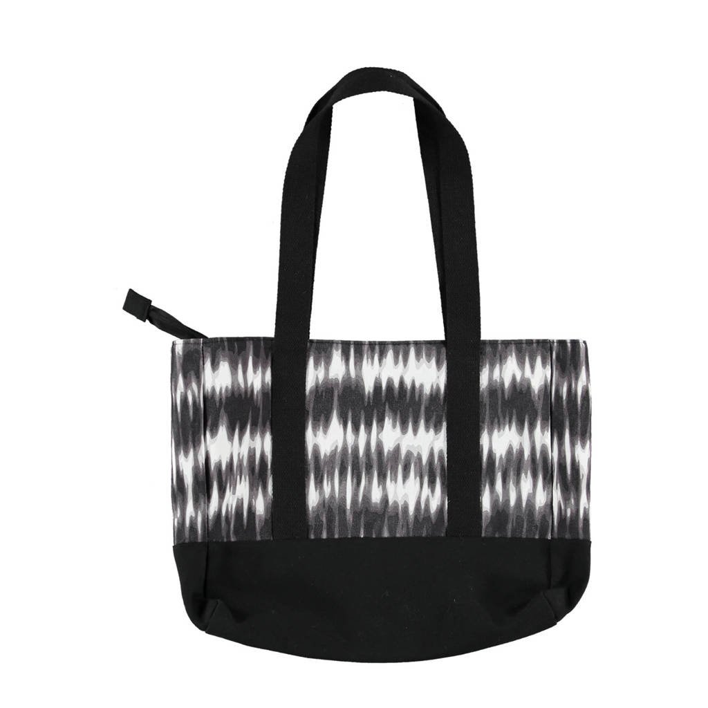 Sarlini strandtas met tie-dye print zwart/wit, Zwart/wit