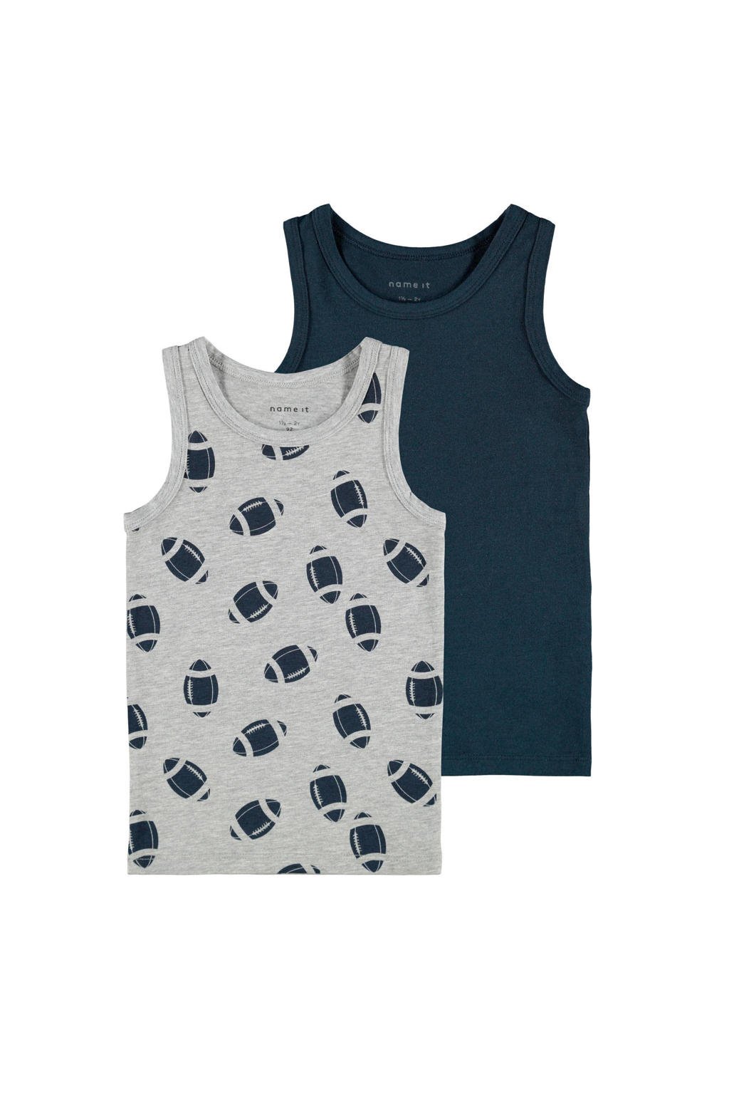 NAME IT MINI hemd - set van 2 grijs melange/donkerblauw