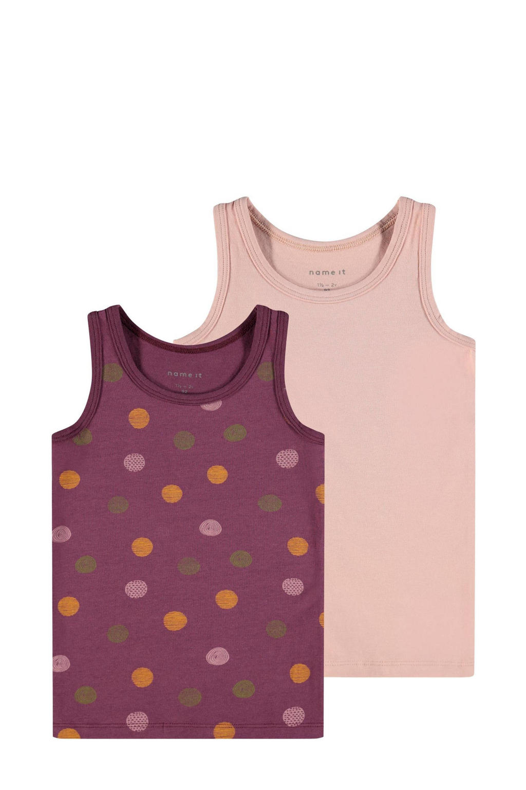 NAME IT MINI hemd - set van 2 van biologisch katoen paars/roze
