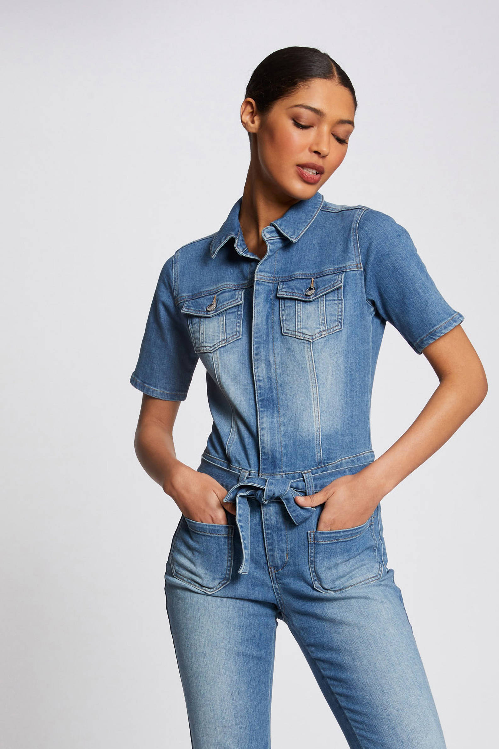 korte denim jumpsuit