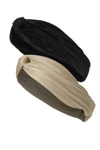 Sarlini haarband - set van 2 zwart/beige, Zwart/beige