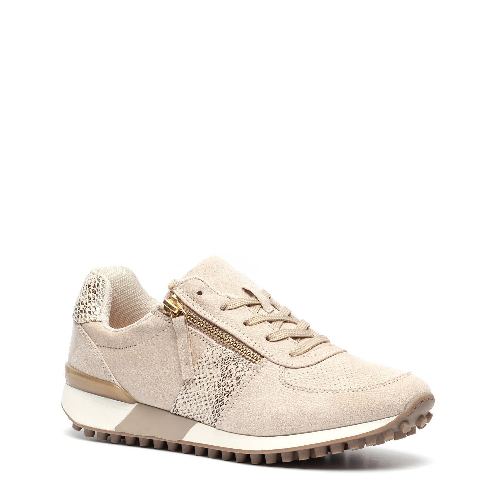 Scapino Blue Box sneakers met slangenprint beige - Schoenen.nl