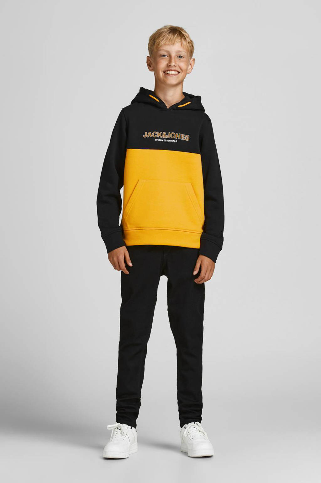 JACK & JONES JUNIOR hoodie JJEURBAN met logo oranje/zwart