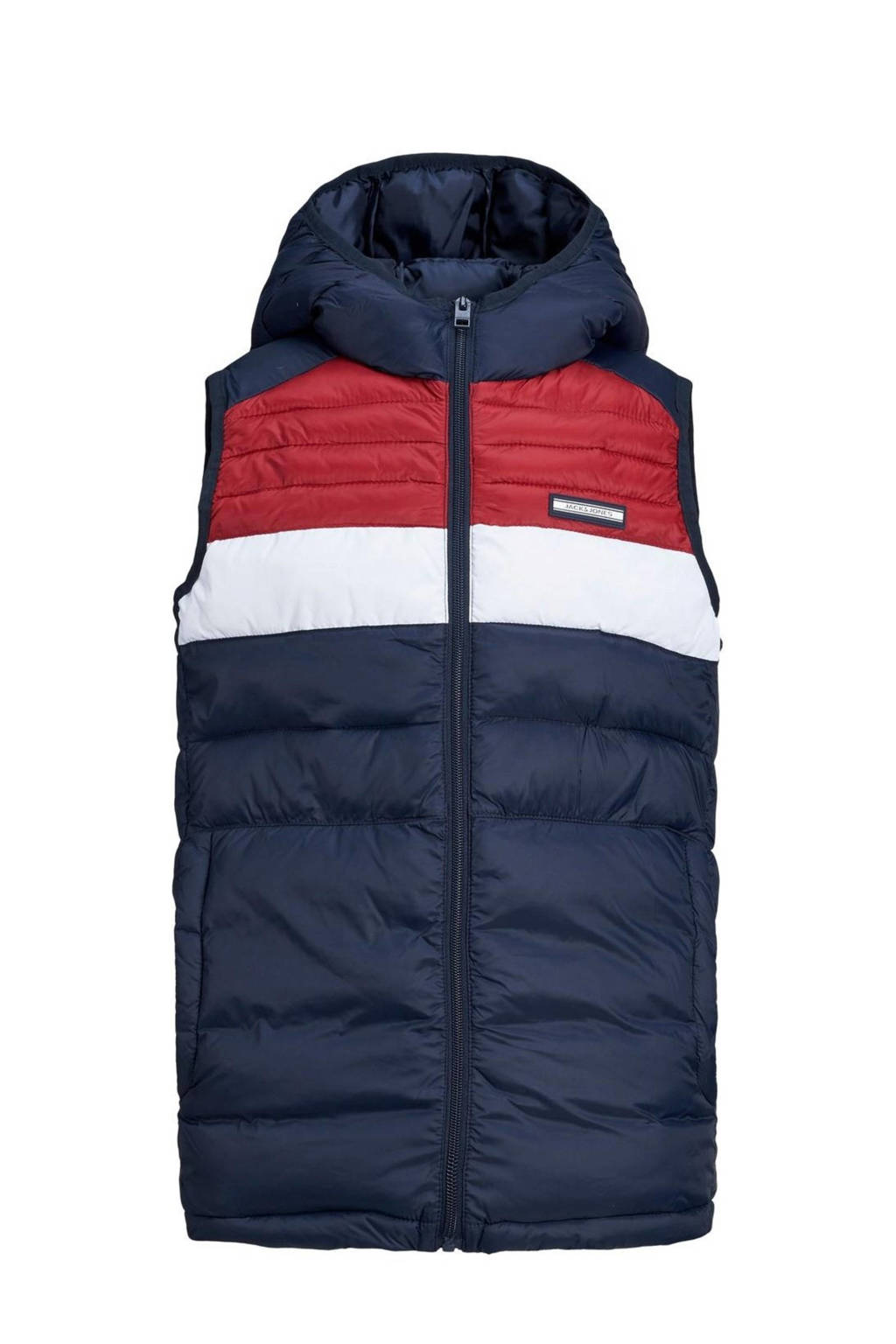 JACK & JONES JUNIOR bodywarmer JJEACE donkerblauw/rood/wit, Donkerblauw/rood/wit