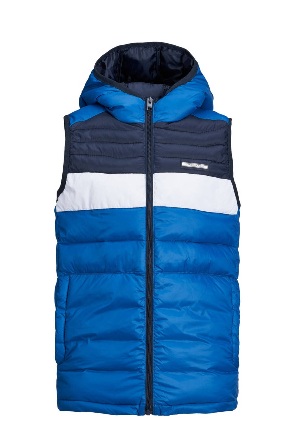 JACK & JONES JUNIOR bodywarmer JJEACE blauw/wit/donkerblauw, Blauw/wit/donkerblauw