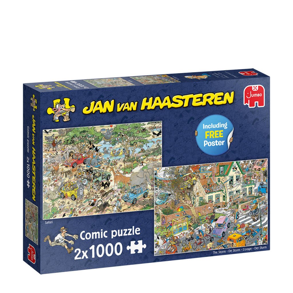 Jan van Haasteren JvH Safari & Storm 2in1 (2x1000)  legpuzzel 1000 stukjes, Multi kleuren