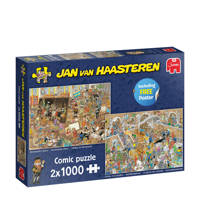 Jan van Haasteren Een dagje naar het museum excl. gift, 2  legpuzzel 1000 stukjes, Multi kleuren
