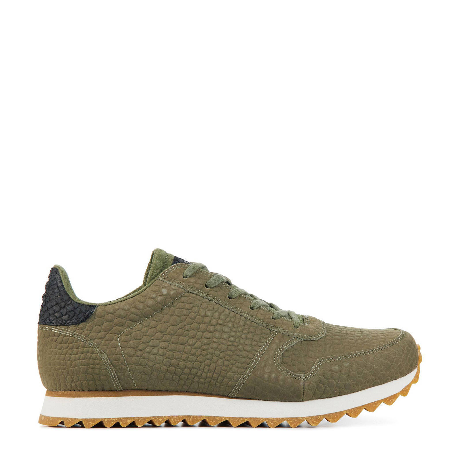 Woden Ydun Croco II leren sneakers met crocoprint olijfgroen | wehkamp