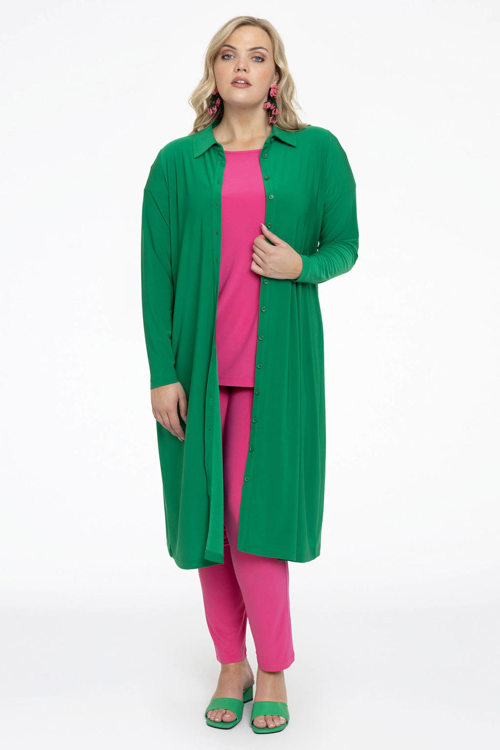 YOEK blousejurk van travelstof DOLCE groen