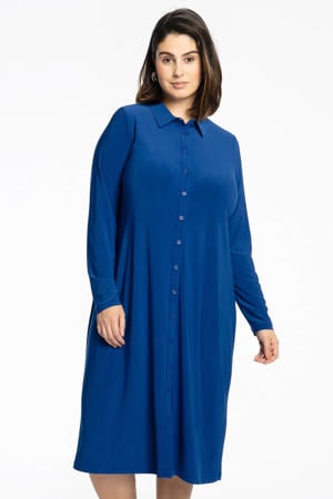 blousejurk van travelstof DOLCE blauw