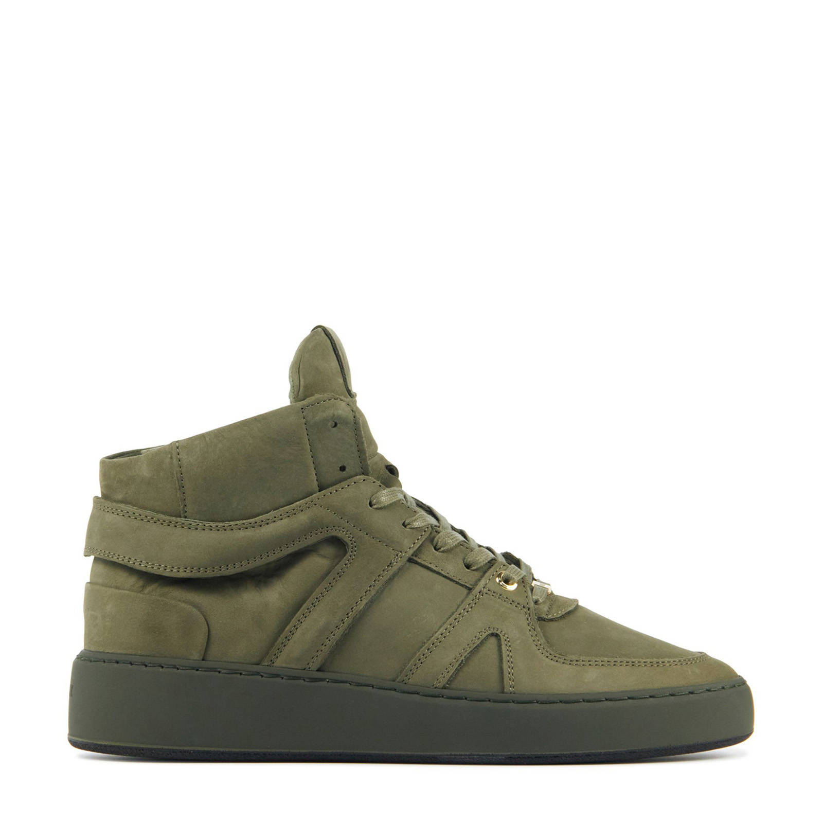 Nubikk Dames Sneakers Groen nub hoge sneaker | Van den Assem