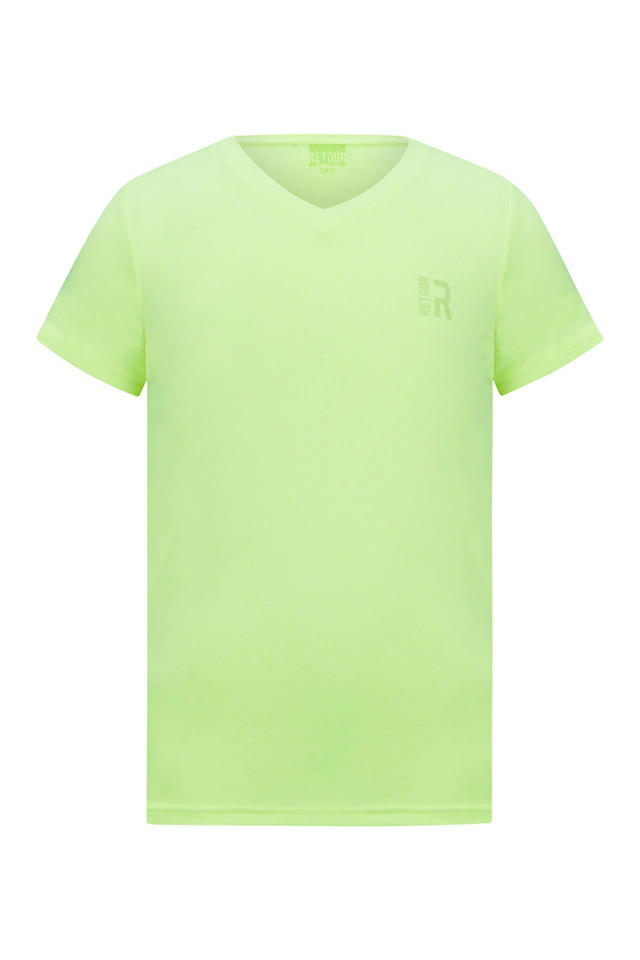 Retour Jeans basic T-shirt Sean neon geel wehkamp