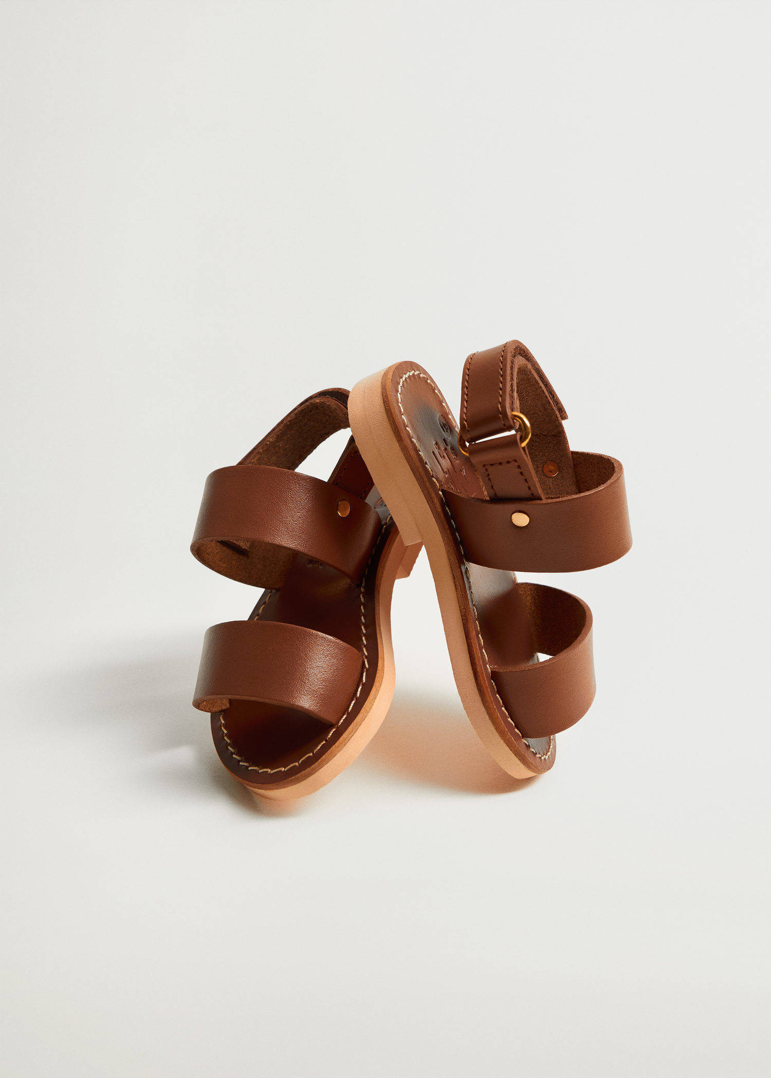 Mango Kids leren sandalen bruin | wehkamp