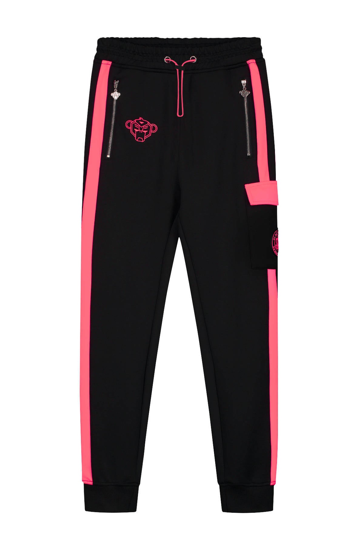 BLACK BANANAS skinny broek Anorak Match met logo zwart/roze | wehkamp