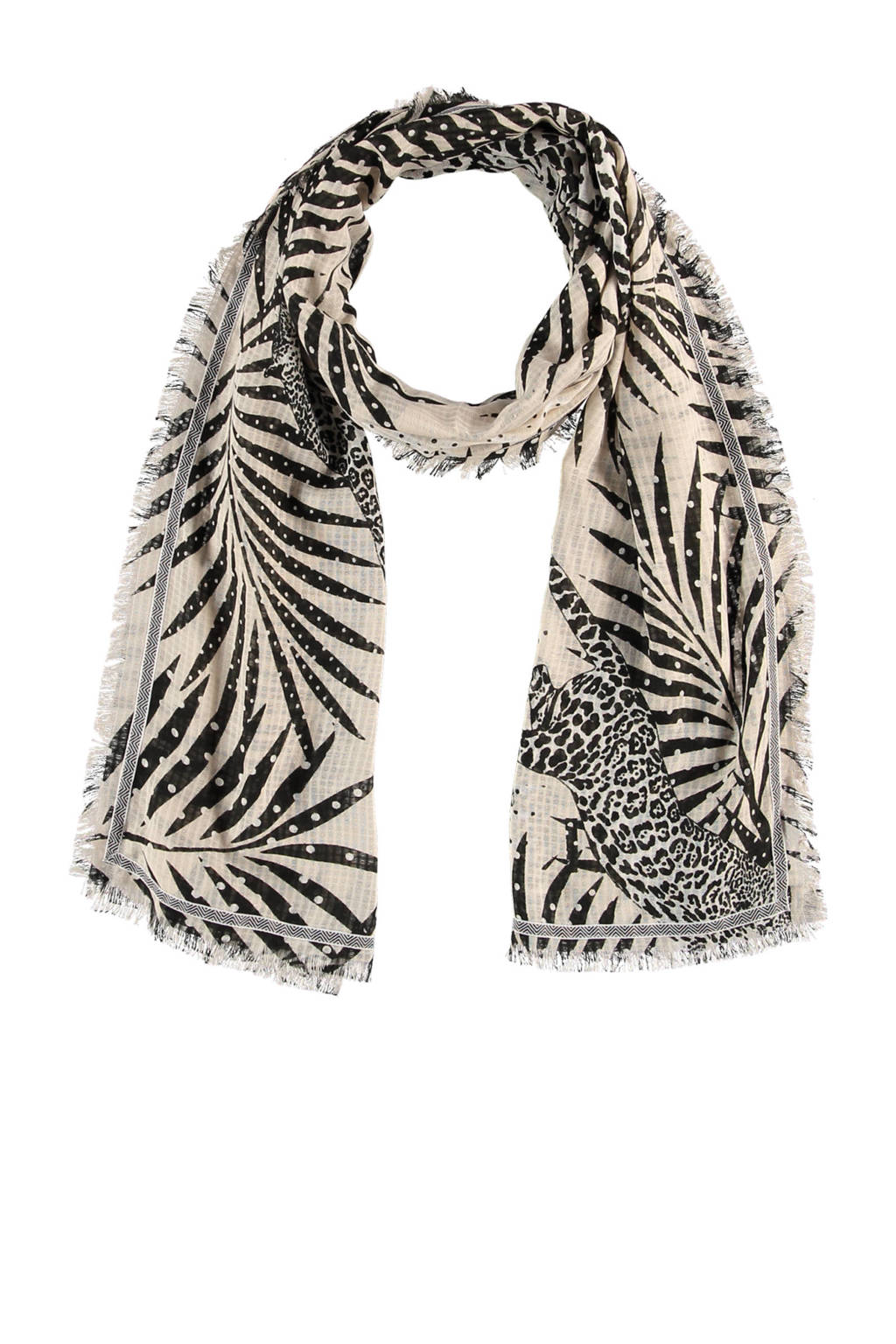 Sarlini sjaal beige/zwart, Beige/zwart