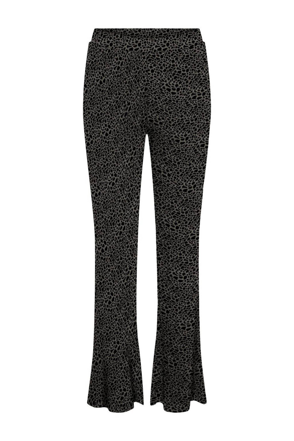NOISY MAY high waist flared broek NMSOFIE met biologisch katoen groen/zwart, Groen/zwart