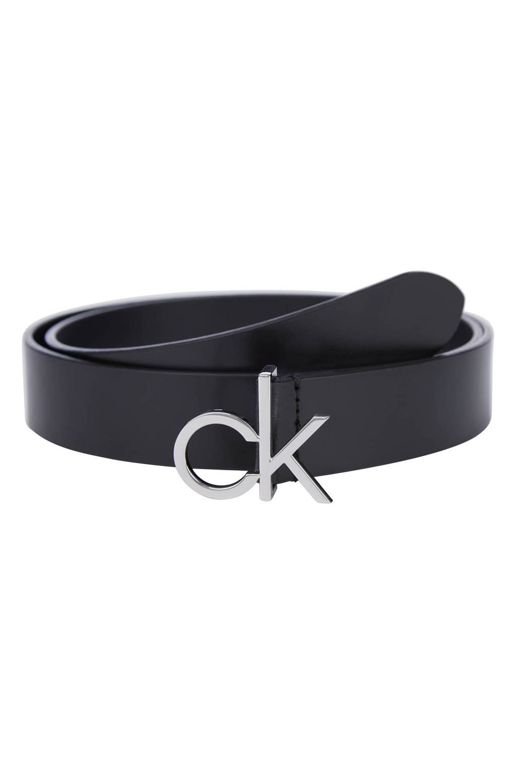 CALVIN KLEIN leren riem met logo zwart, Zwart
