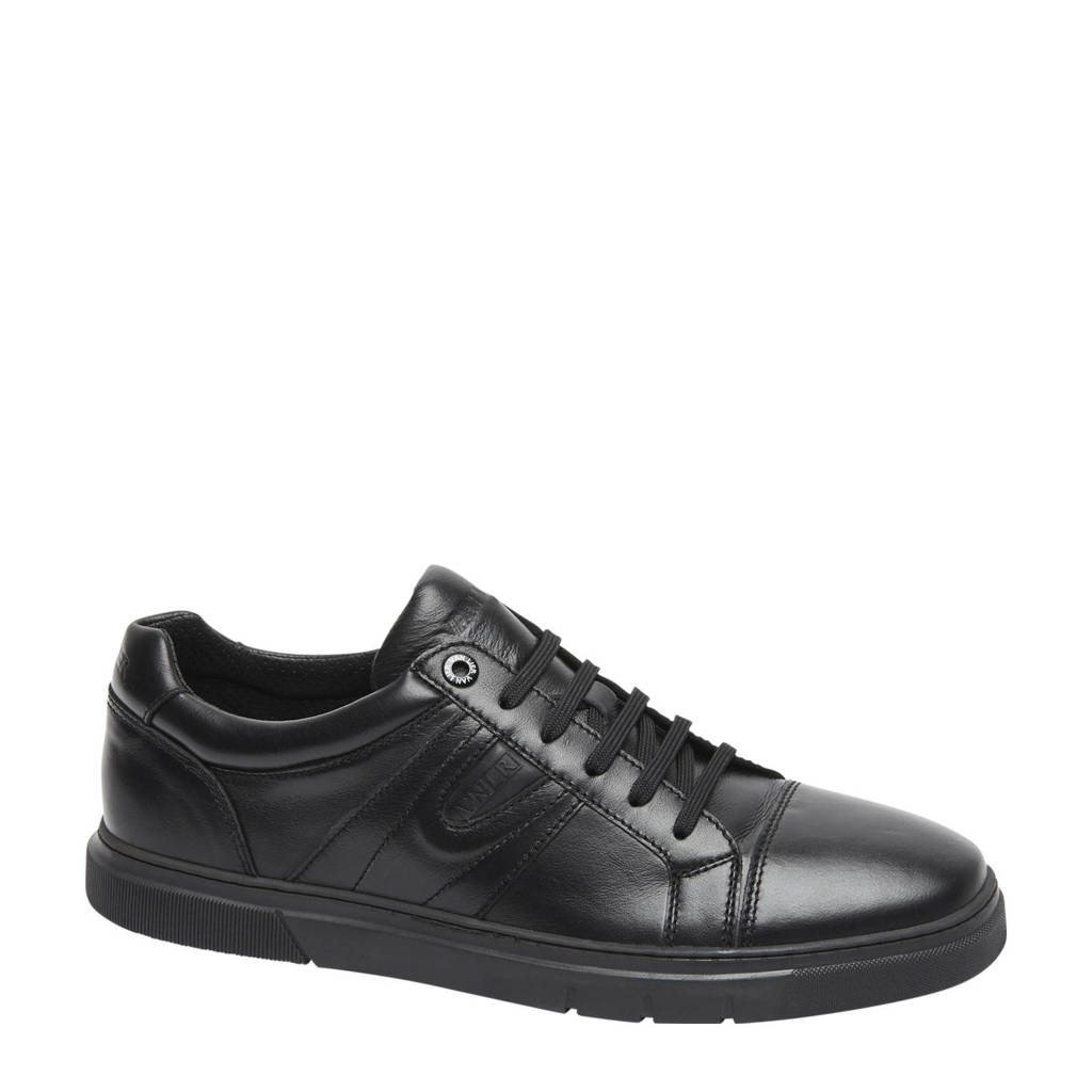 Van Lier Torino leren sneakers zwart, Zwart