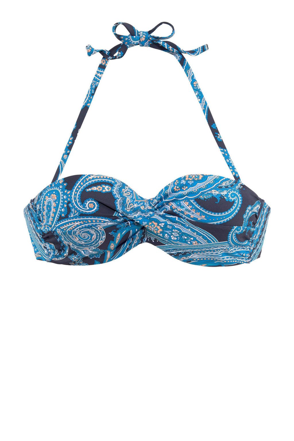 Lascana strapless bandeau bikinitop met paisley print blauw