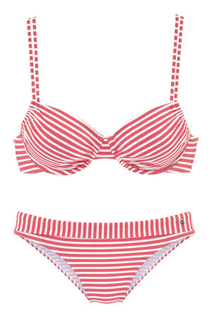 gestreepte beugel bikini rood/wit