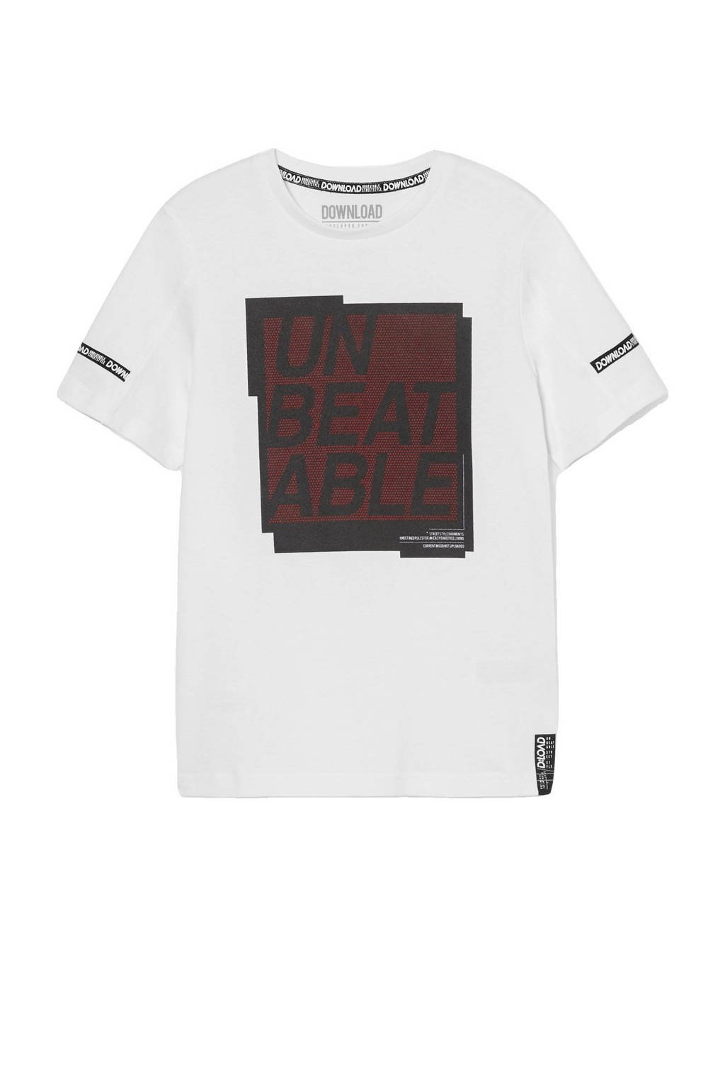 C&A T-shirt van biologisch katoen wit/zwart/rood, Wit/zwart/rood