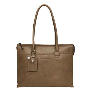 15.6 inch leren laptoptas Carisma olijfgroen