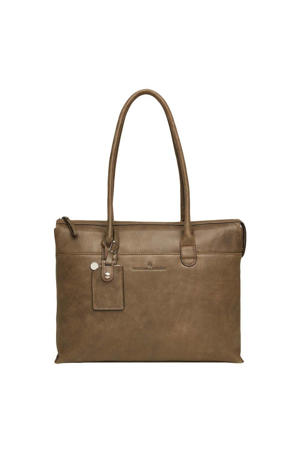 15.6 inch leren laptoptas Carisma olijfgroen