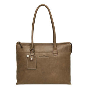  15.6 inch leren laptoptas Carisma olijfgroen
