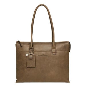 15.6 inch leren laptoptas Carisma olijfgroen