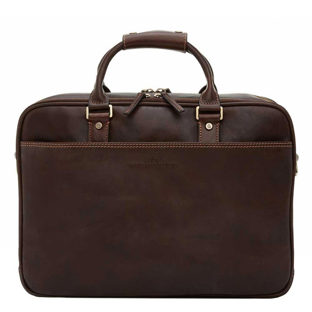 Castelijn & Beerens 15.6 inch leren laptoptas Verona donkerbruin