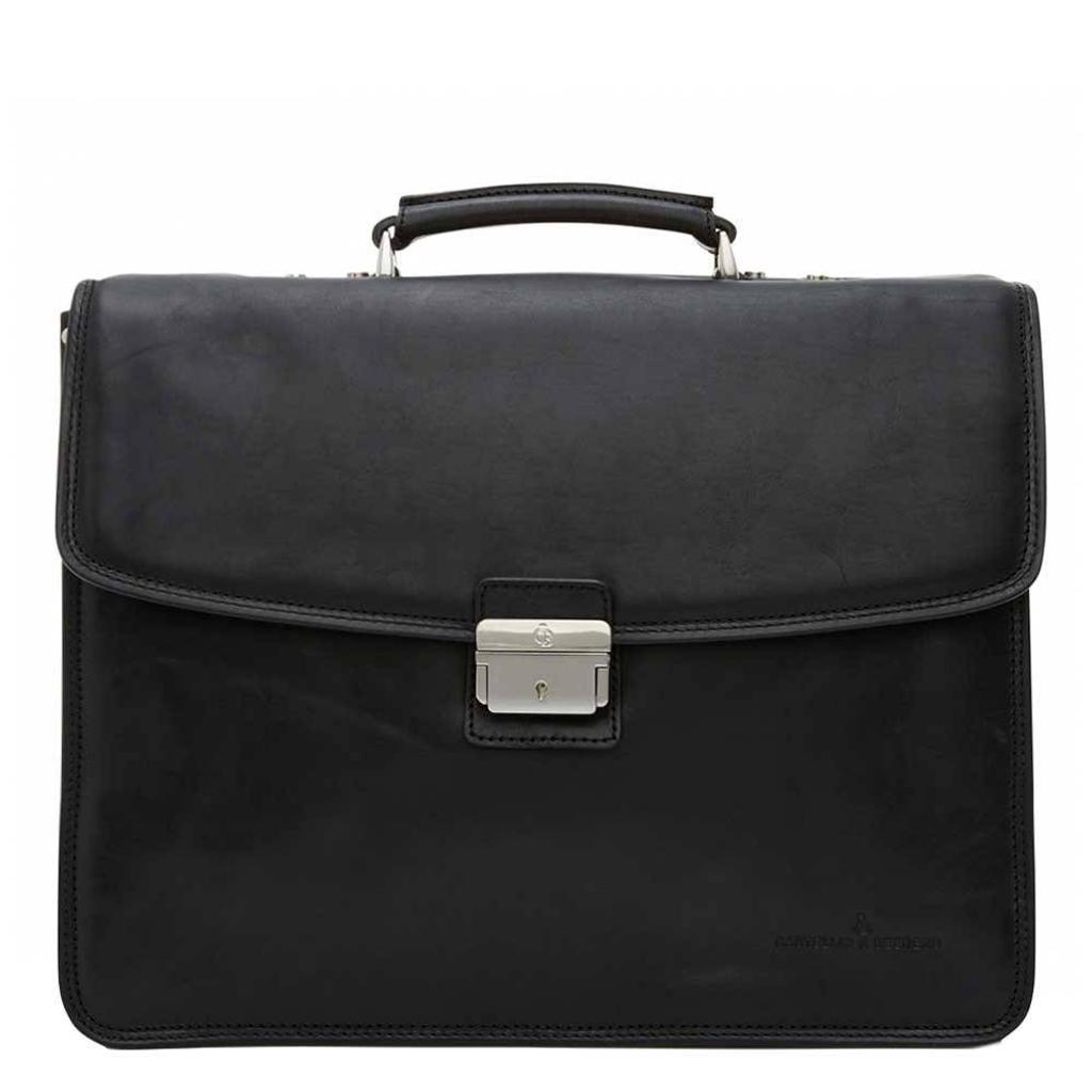 Castelijn & Beerens 15.6 inch leren laptoptas Verona zwart