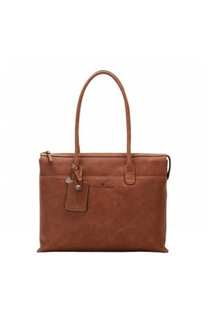 15.6 inch leren laptoptas Carisma cognac