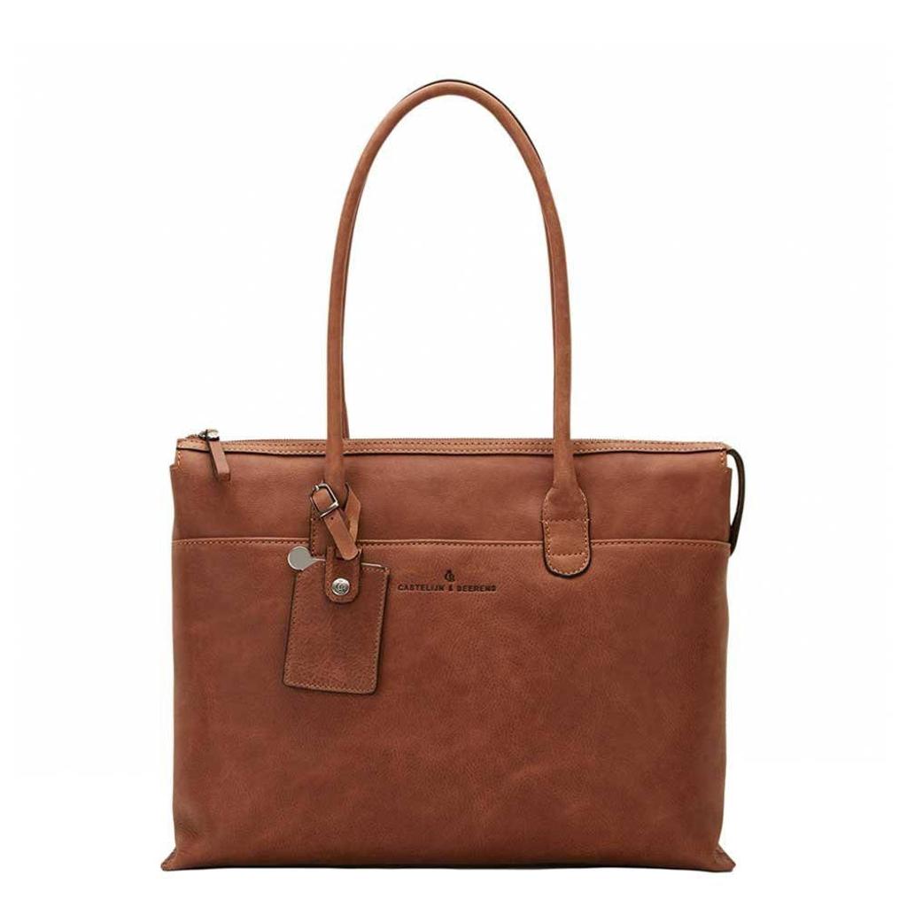 Castelijn & Beerens 15.6 inch leren laptoptas Carisma cognac