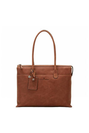 15.6 inch leren laptoptas Carisma cognac