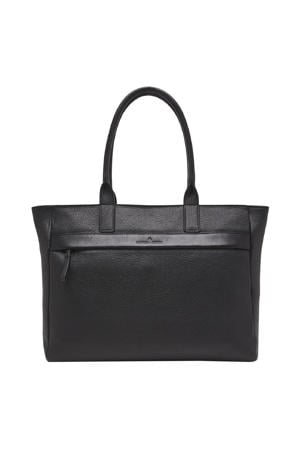 15.6 inch leren laptoptas Anna zwart