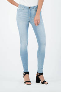 Lichtblauwe dames Garcia skinny jeans Rac van stretchdenim met regular waist en rits- en knoopsluiting