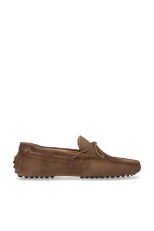suède mocassins bruin