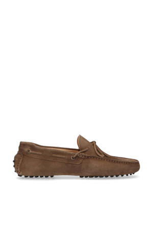 suède mocassins bruin
