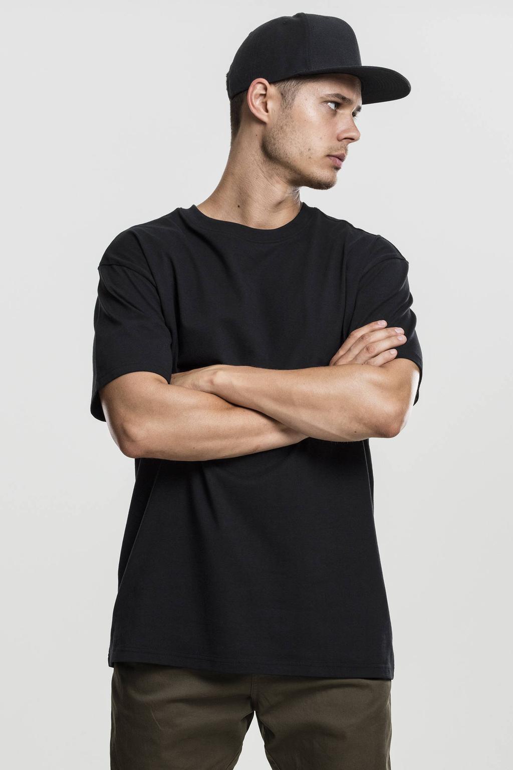 Zwarte heren Urban Classics oversized T-shirt van katoen met effen, korte mouwen en ronde hals