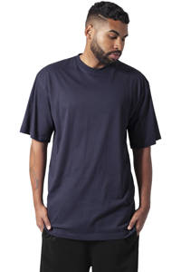Donkerblauwe heren Urban Classics oversized T-shirt van katoen met korte mouwen en ronde hals