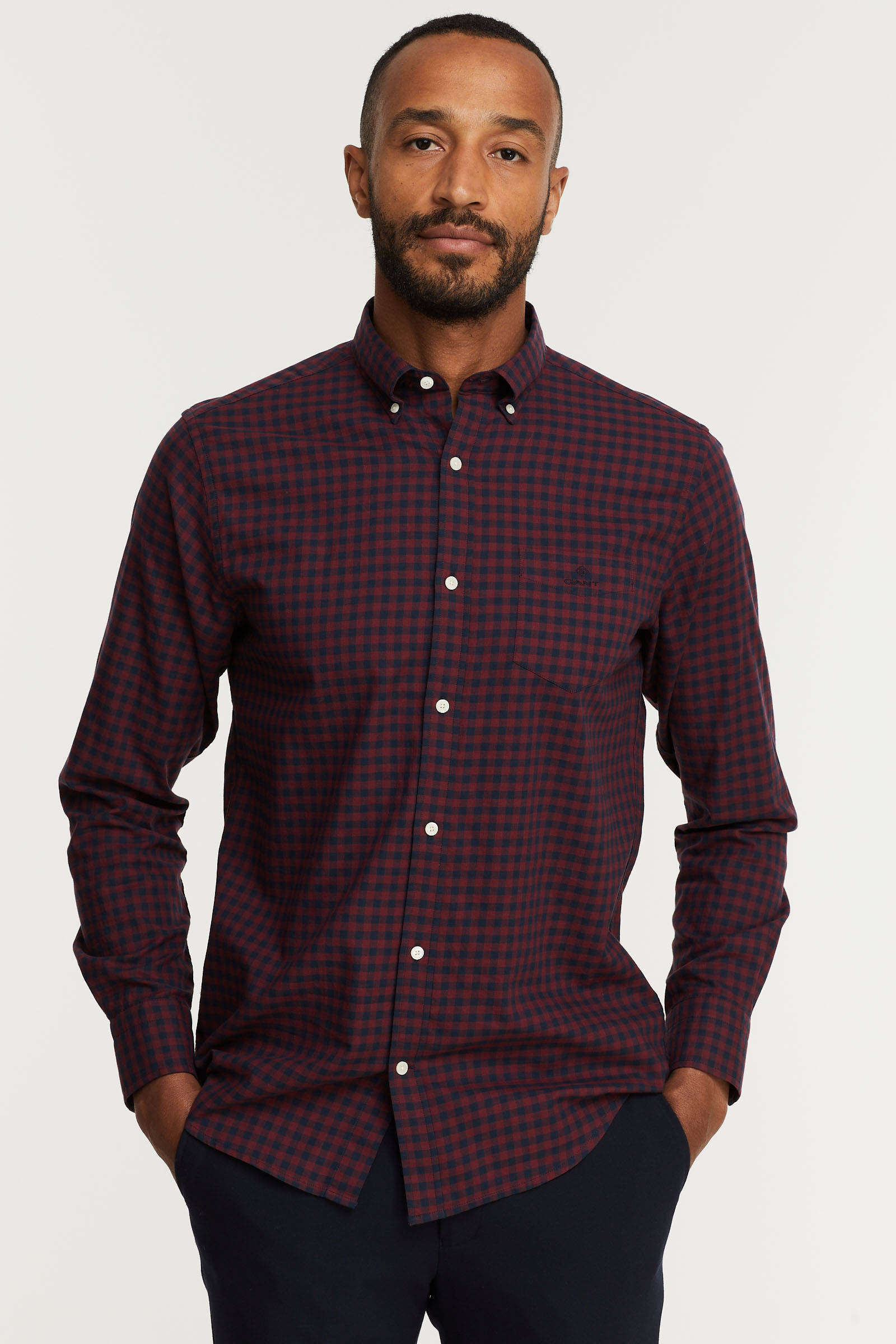 GANT geruit regular fit overhemd port red