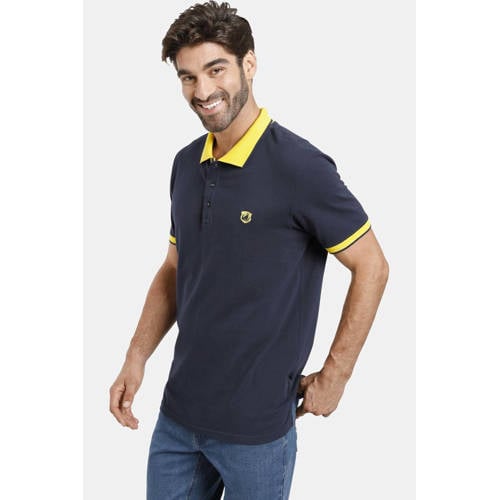 Jan Vanderstorm oversized polo LAVRANS Plus Size met contrastbies donkerblauw afbeelding