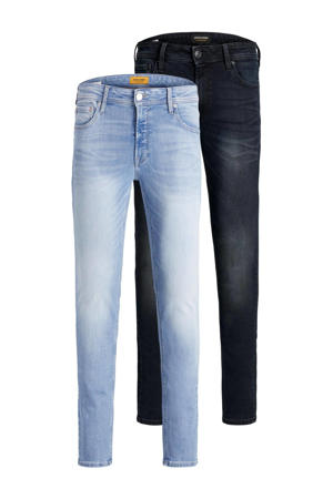 skinny jeans JJILIAM JJORIGINAL light denim/zwart - (set van 2)