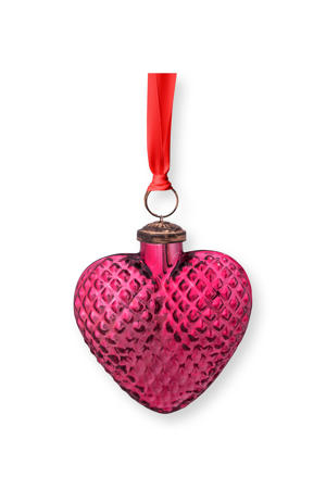 kerstornament hart roze (9,5x5 cm)