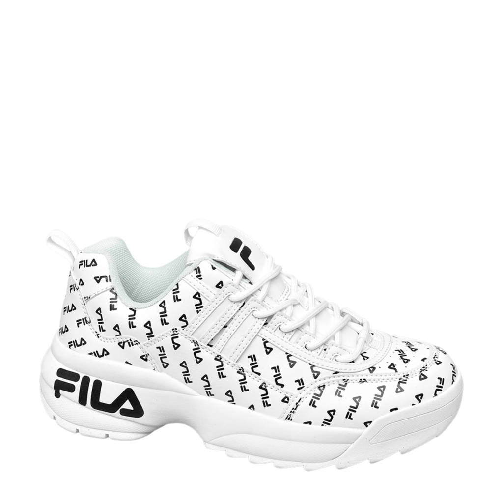 Wit en zwarte dames Fila chunky sneakers van imitatieleer met veters en logo